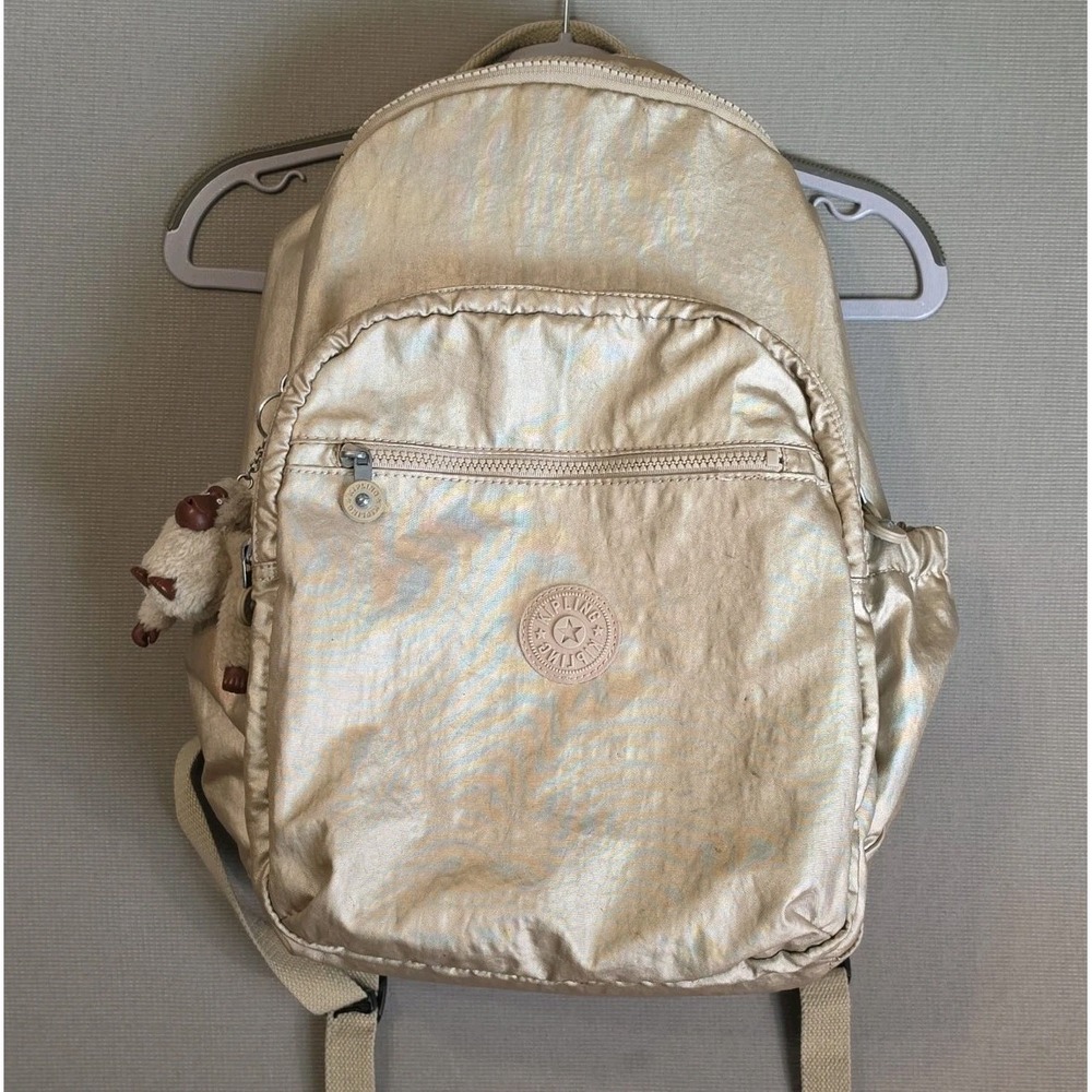 Kipling Seoul Christoph Backpack Gold Laptop Sleeve Travel School Bag